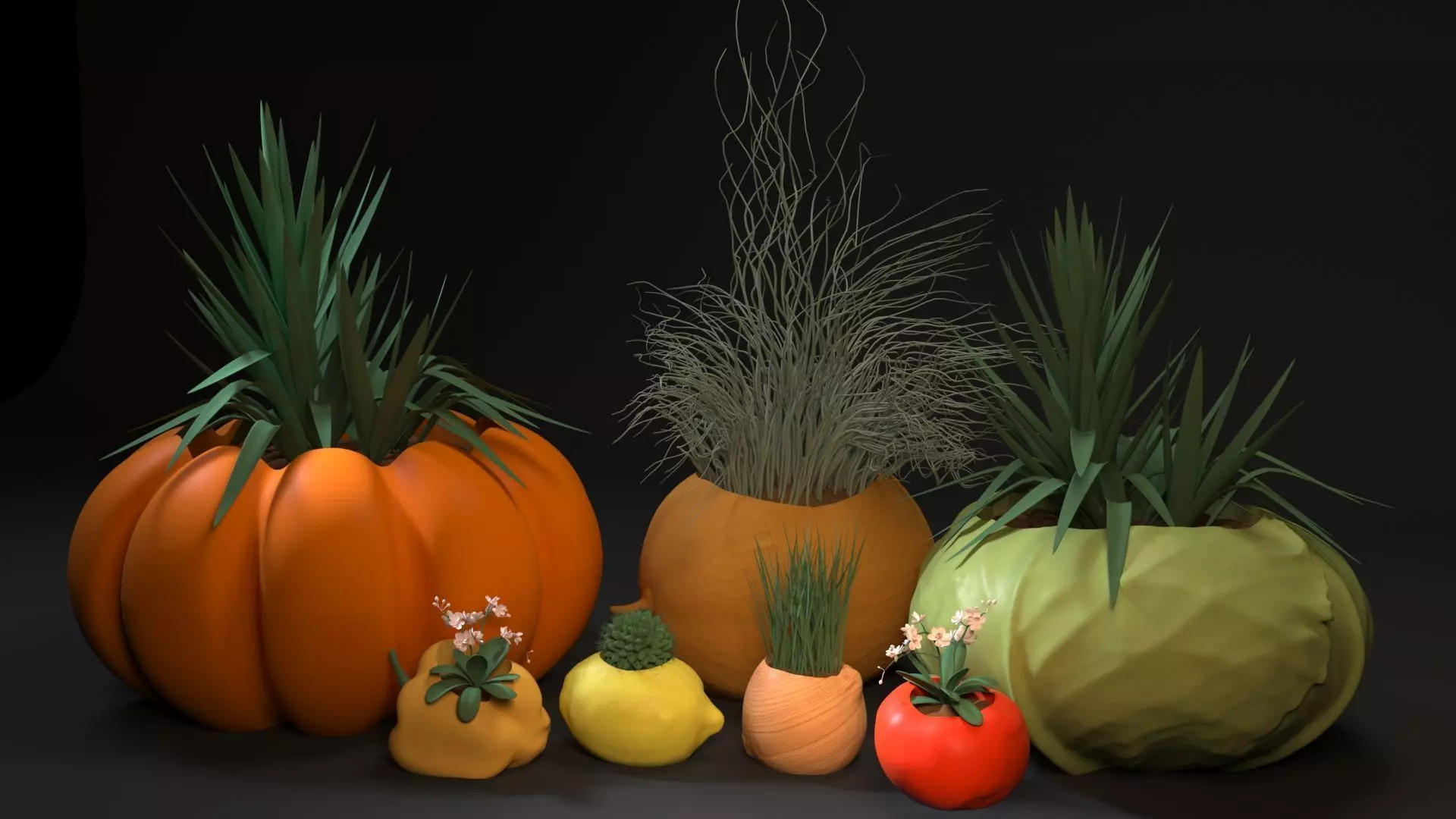 planter set plant in pot 3D print model