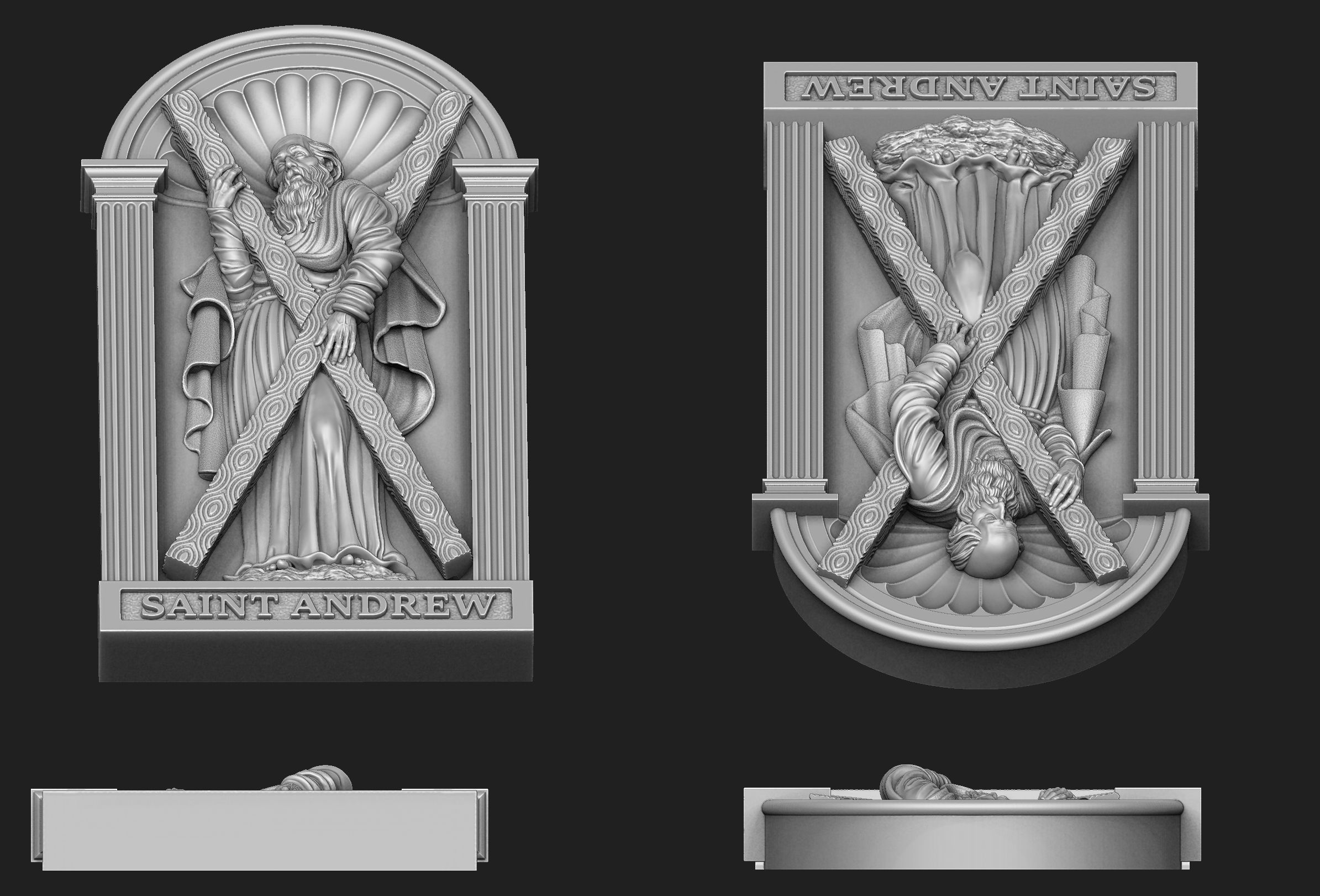 Saint Andrew Relief Set 3D print model_4