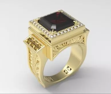 Man garnet ring Free 3D print model
