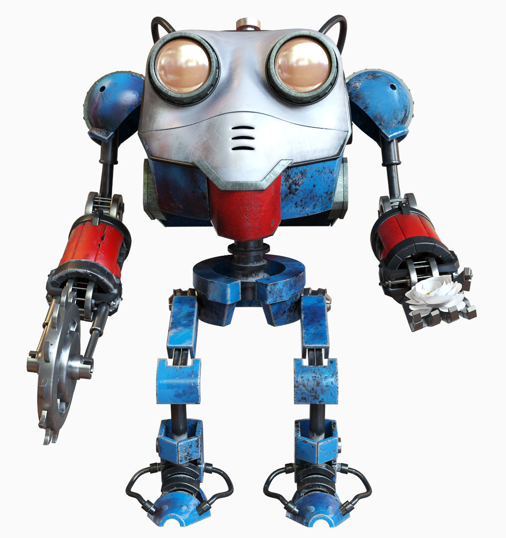 Robo 2 robot with eyes 3D model_1