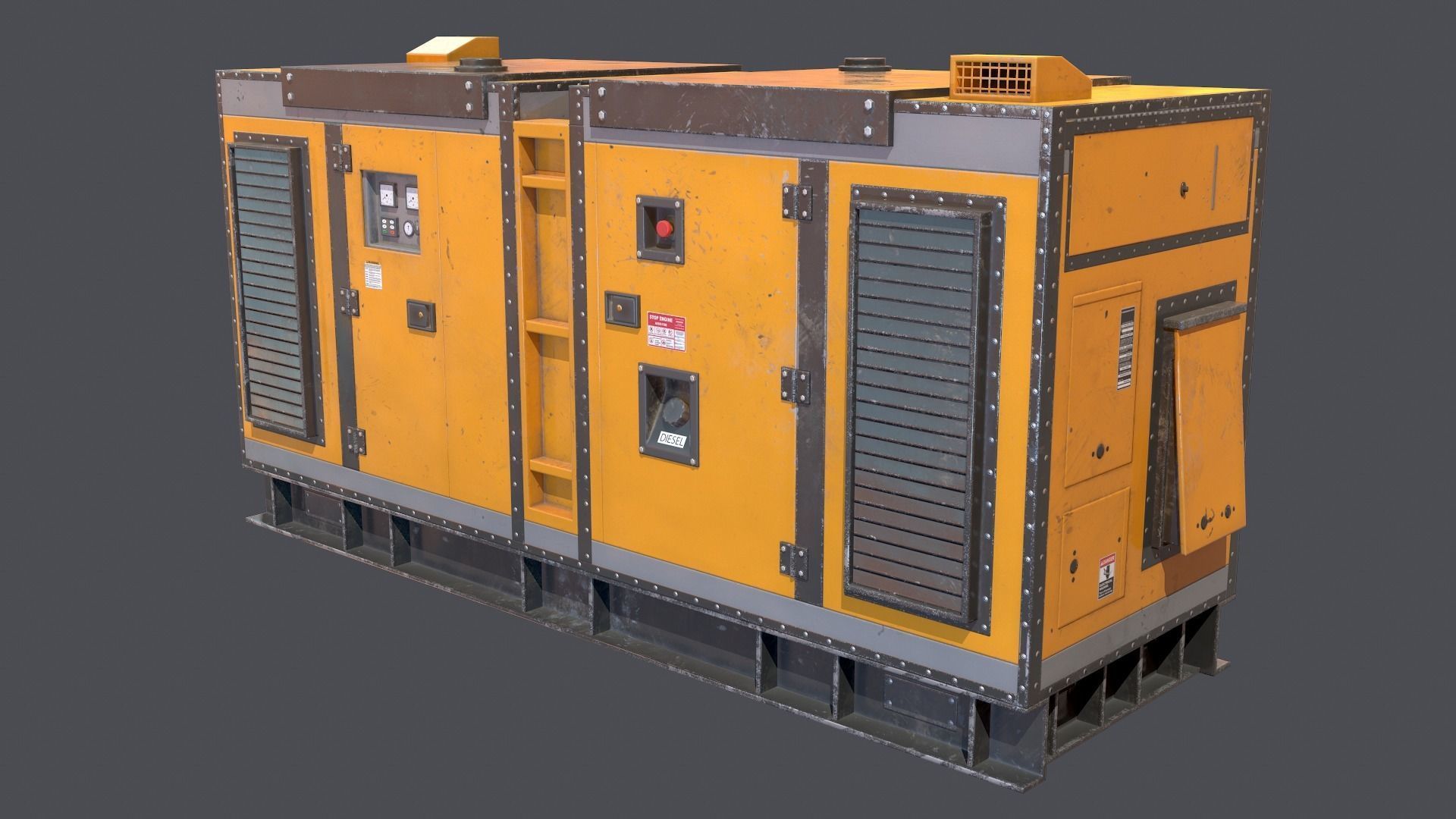 Industrial Power generator Low-poly 3D model_3