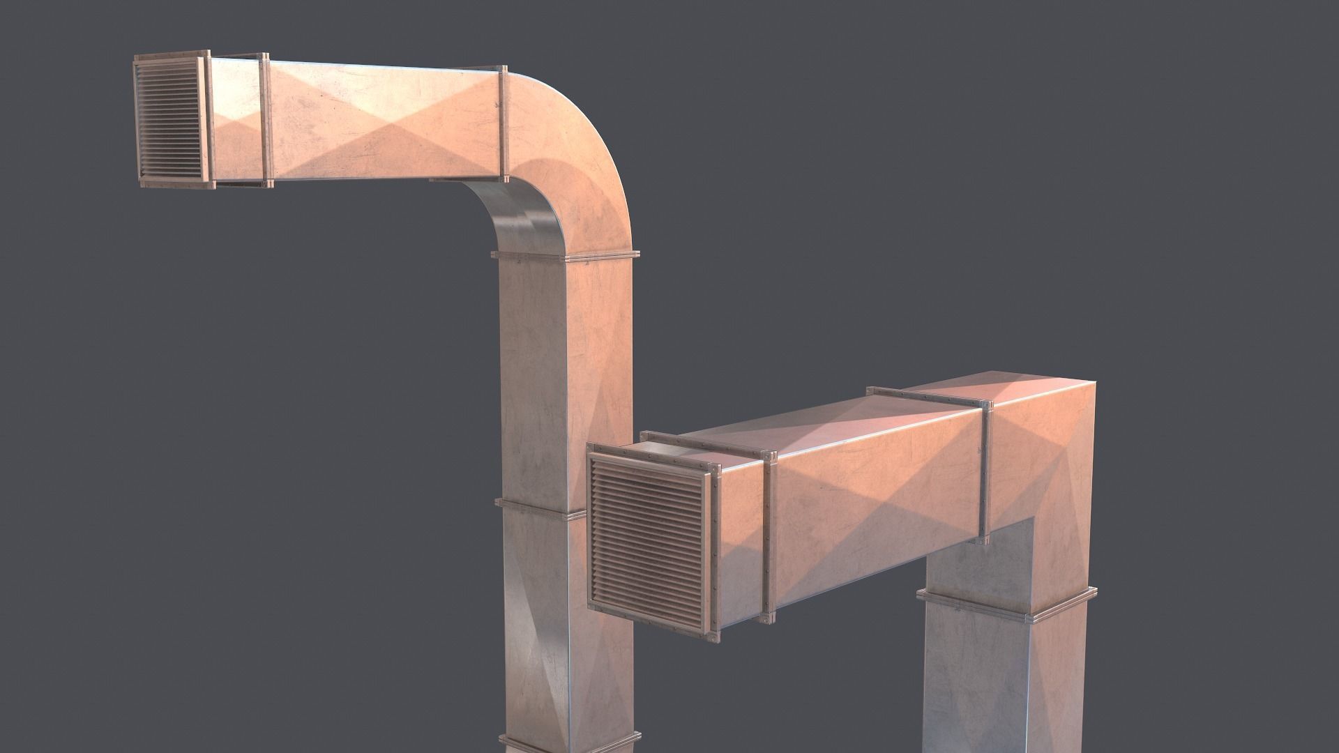 Modular Air ventilation duct Low-poly 3D model_8