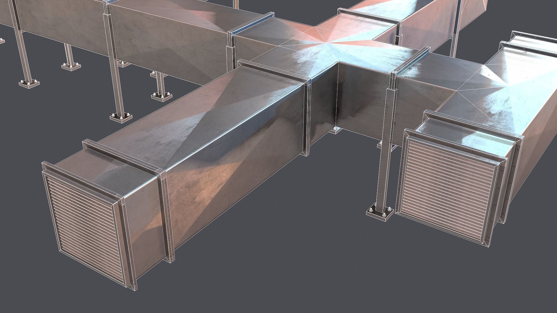 Modular Air ventilation duct Low-poly 3D model_10