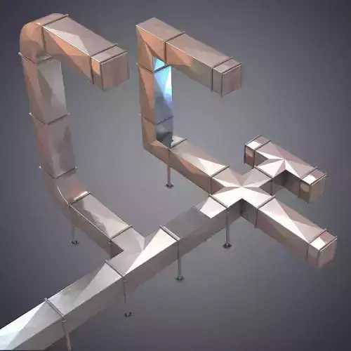 Modular Air ventilation duct Low-poly 3D model