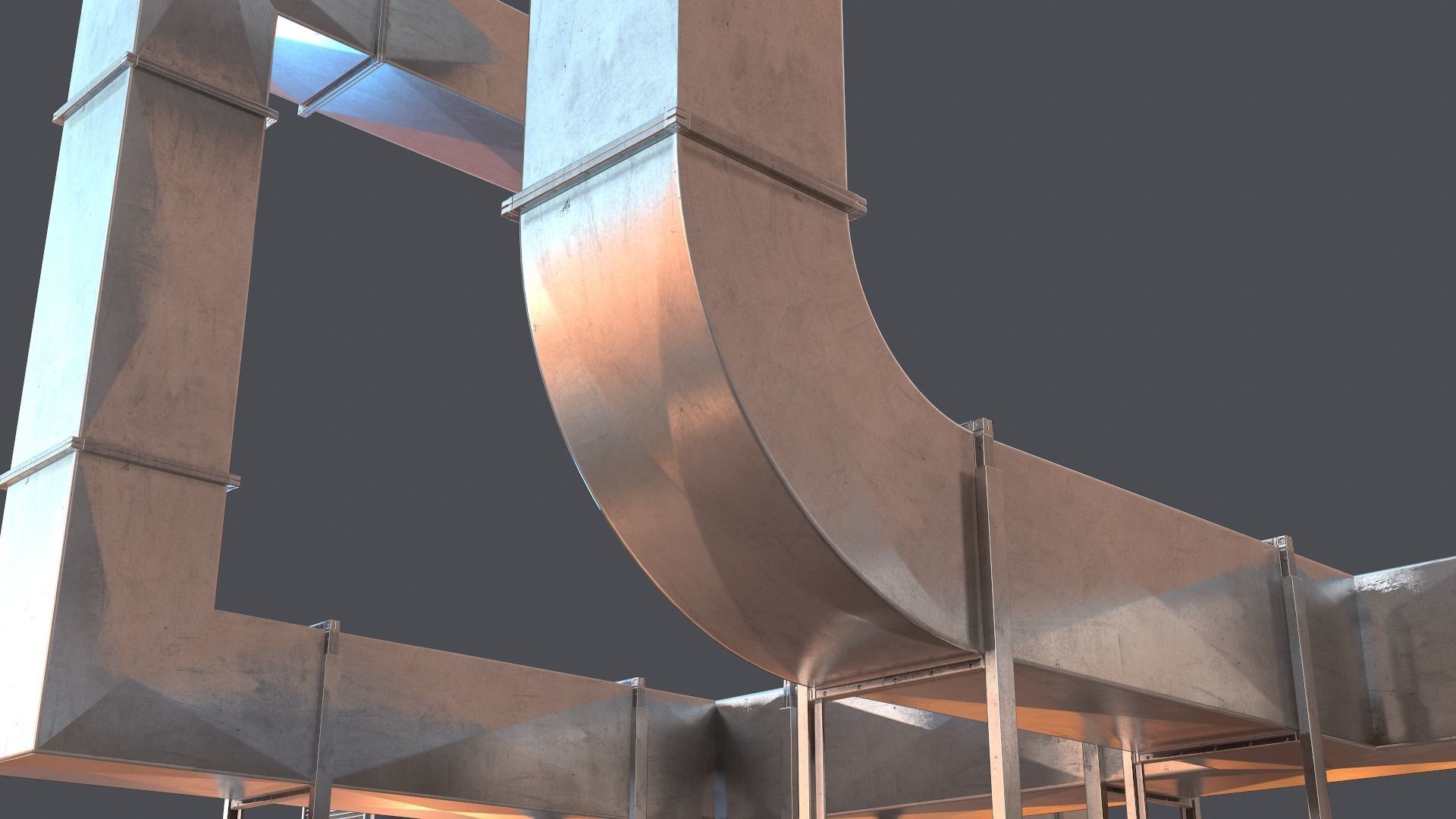 Modular Air ventilation duct Low-poly 3D model_7