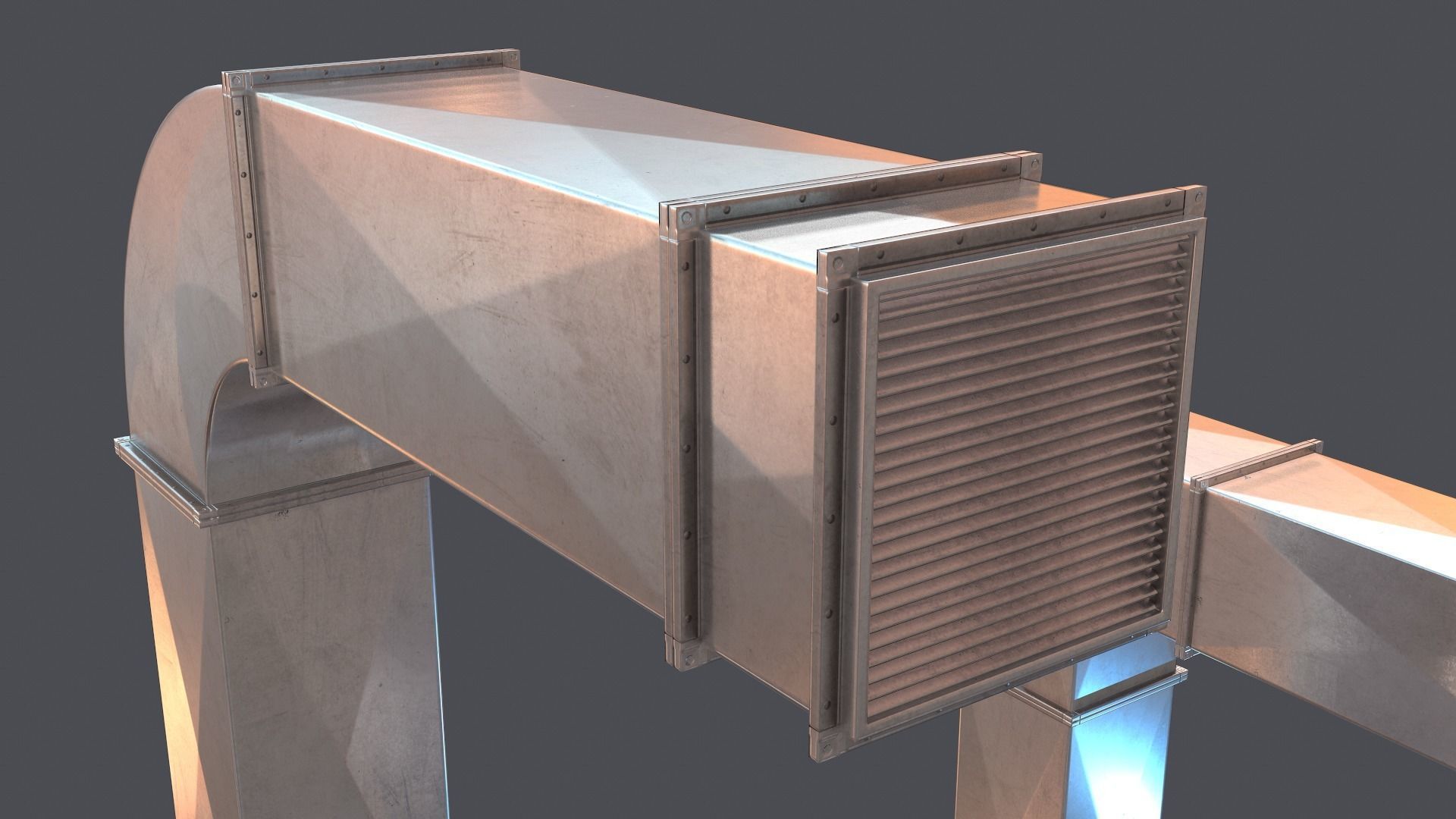 Modular Air ventilation duct Low-poly 3D model_3