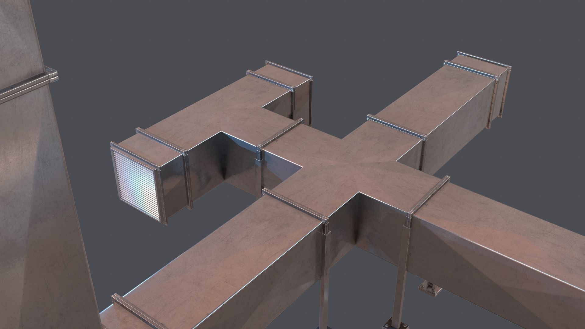 Modular Air ventilation duct Low-poly 3D model_4