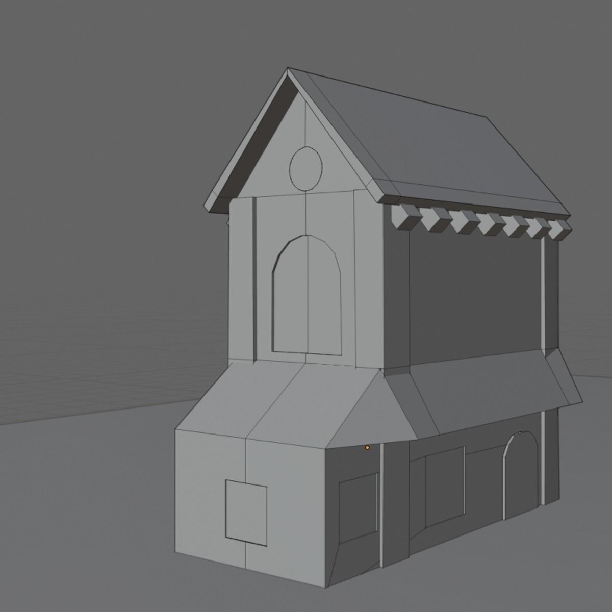 Medieval house Low-poly 3D model_3