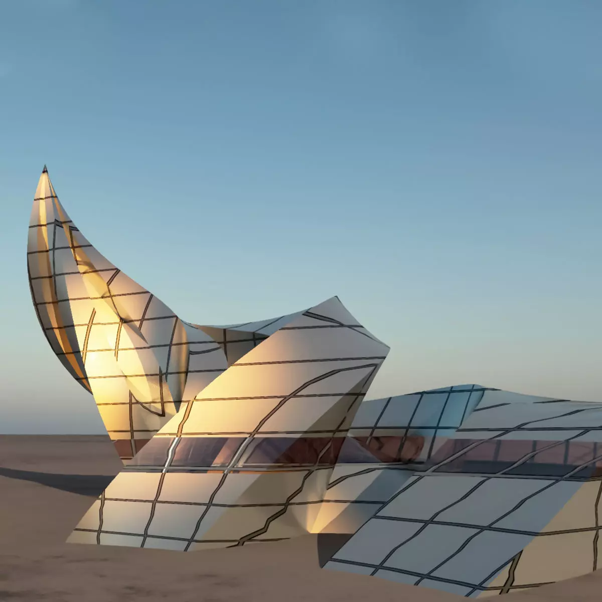 Curl Sci Fi Building 3D model_0