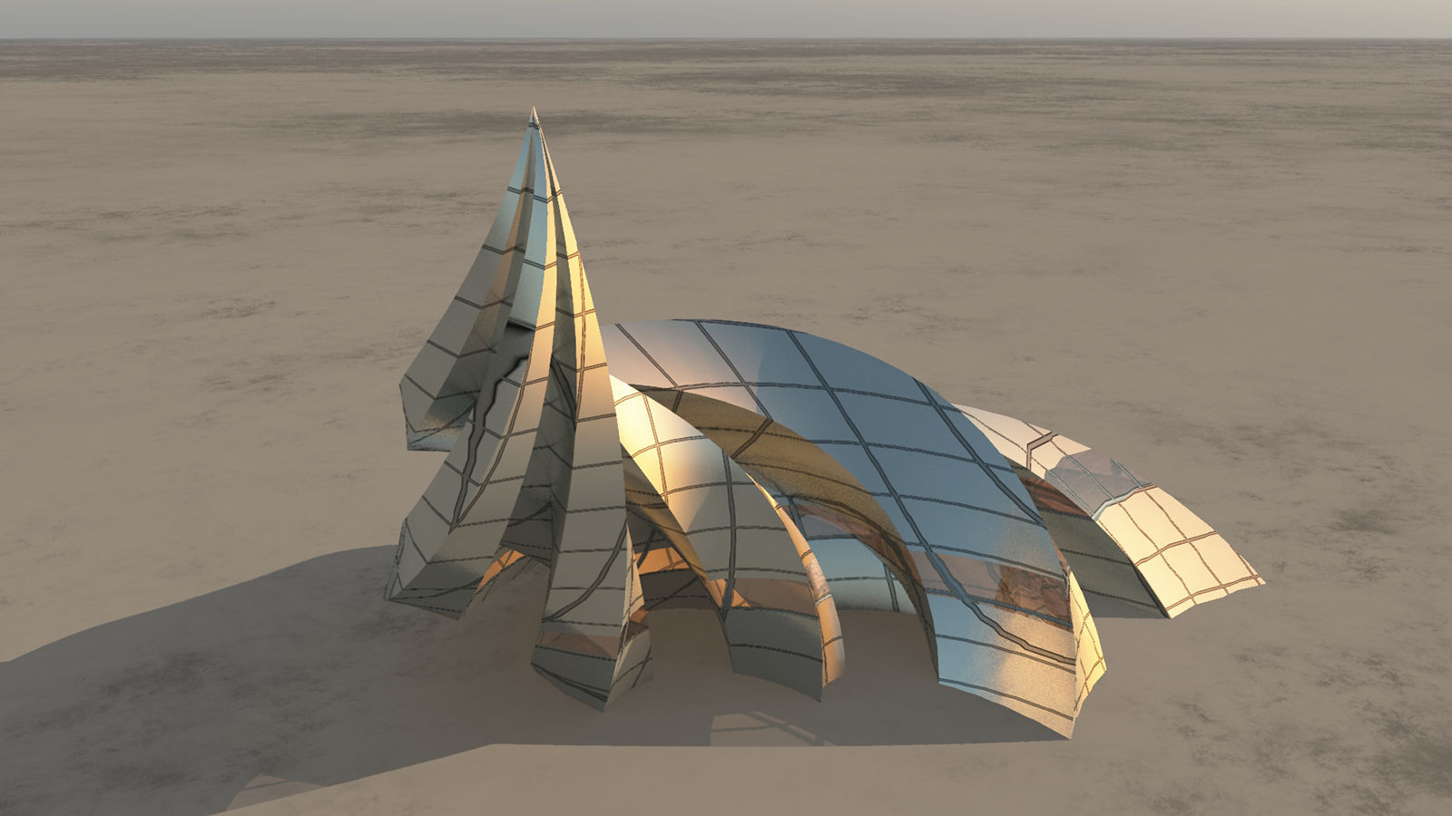 Curl Sci Fi Building 3D model_1