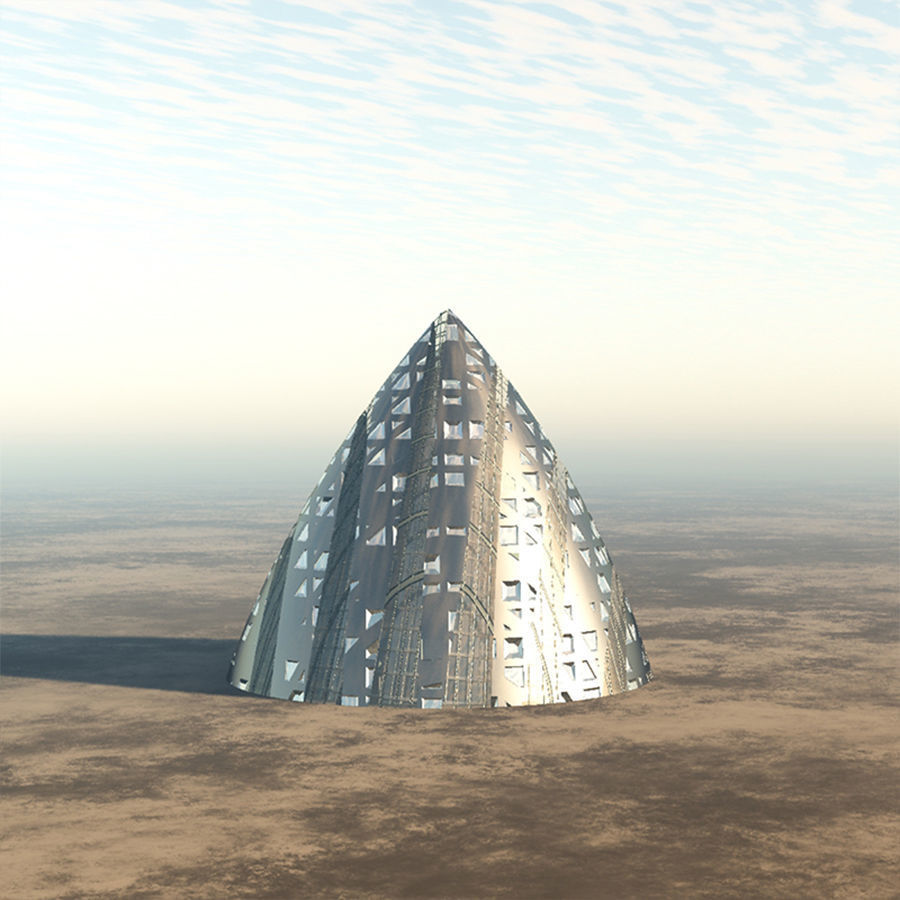 Alien Spaceship or Building model 3D model_6