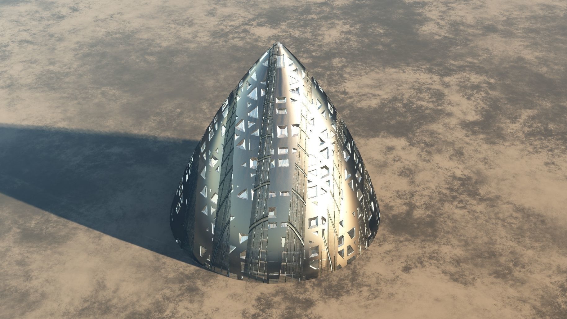 Alien Spaceship or Building model 3D model_2