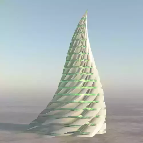 Sci-Fi Spiral Tower 3D model