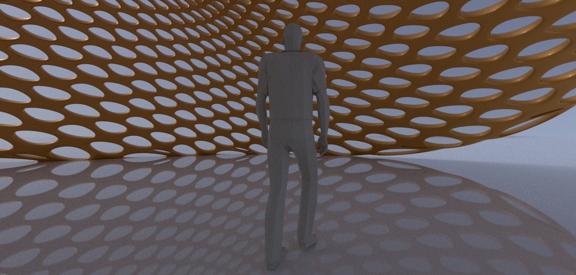 Open canopy structure with round perforations modern 3D model_13