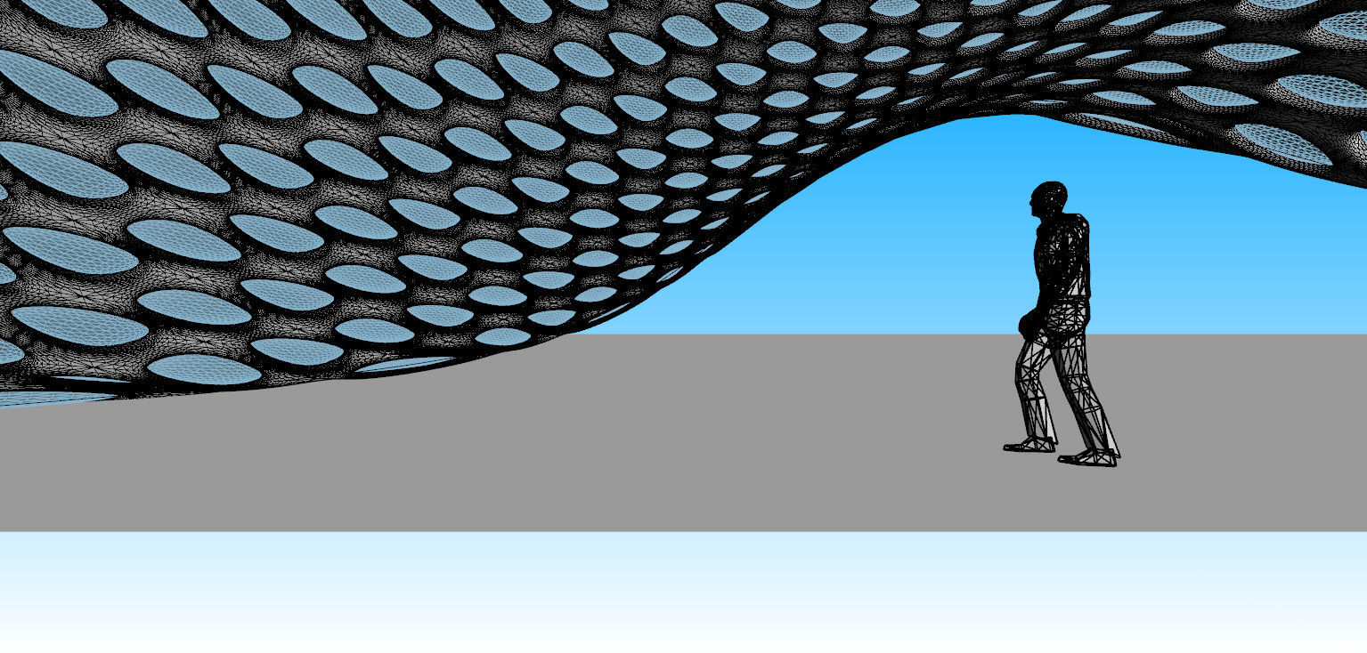 Open canopy structure with round perforations modern 3D model_17