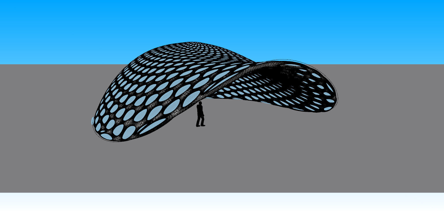Open canopy structure with round perforations modern 3D model_24