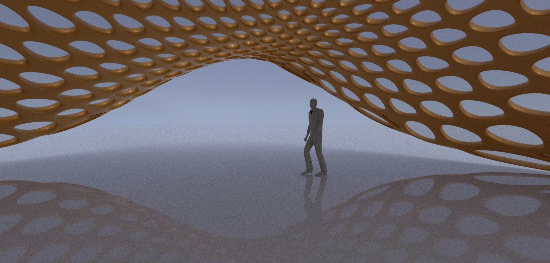 Open canopy structure with round perforations modern 3D model_12