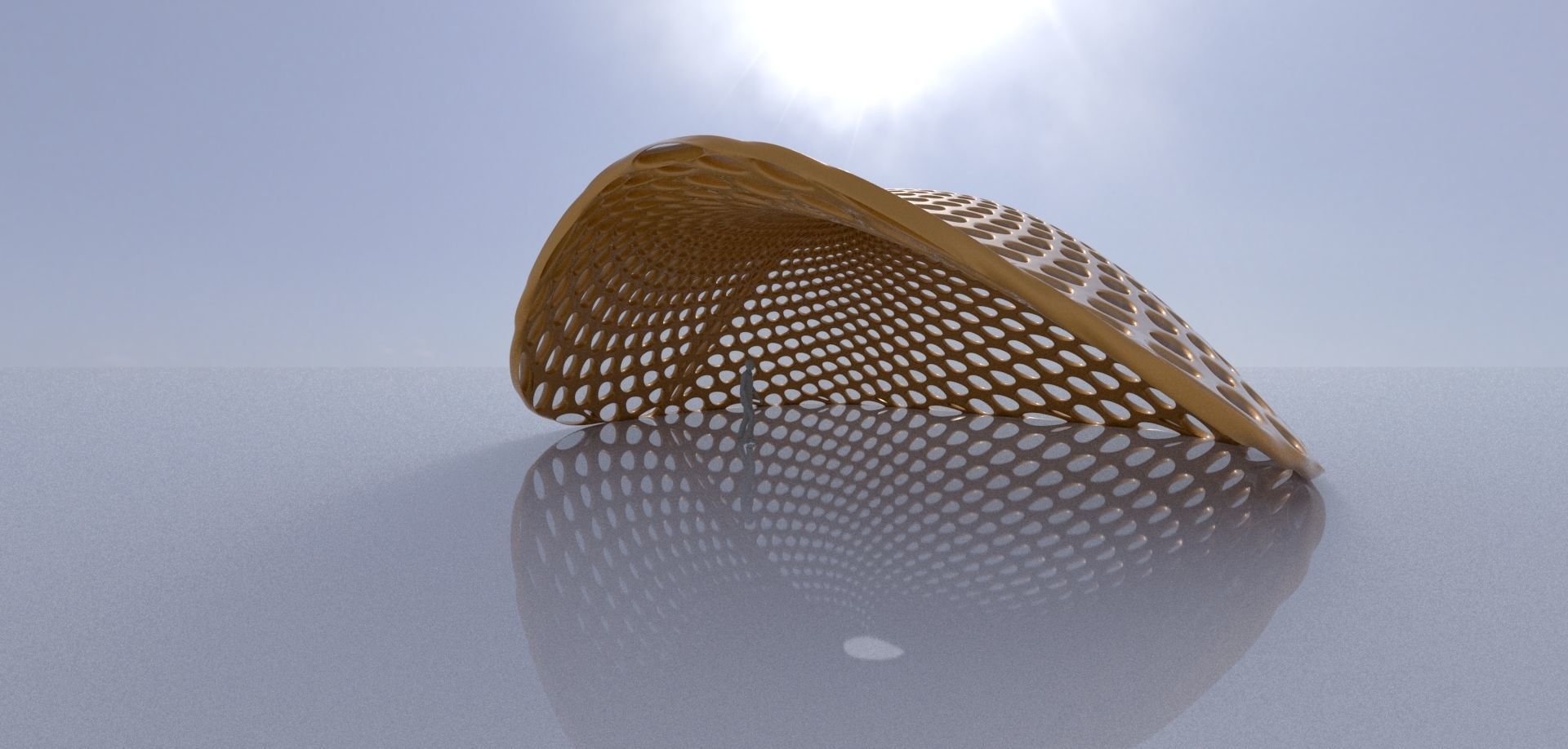 Open canopy structure with round perforations modern 3D model_2