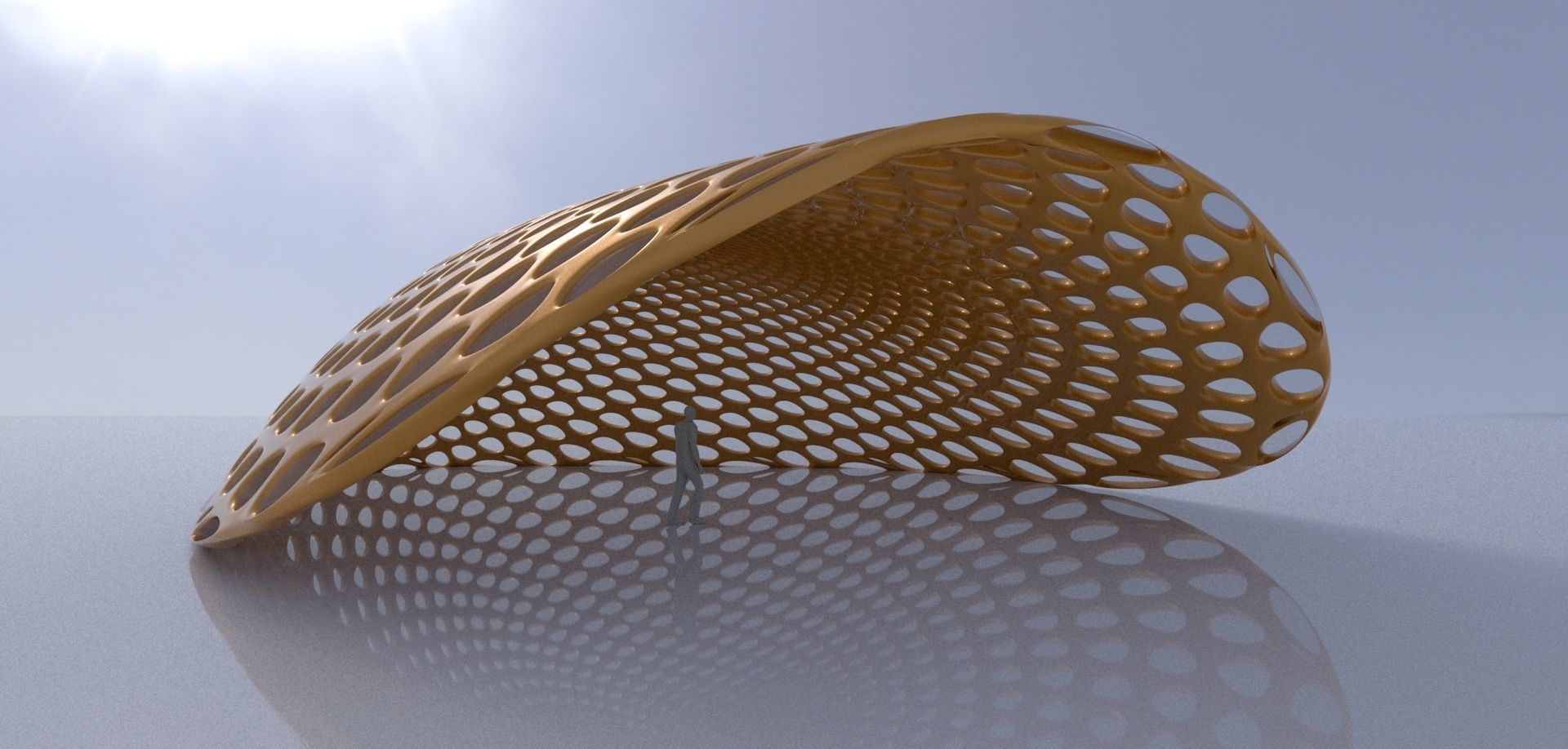 Open canopy structure with round perforations modern 3D model_1