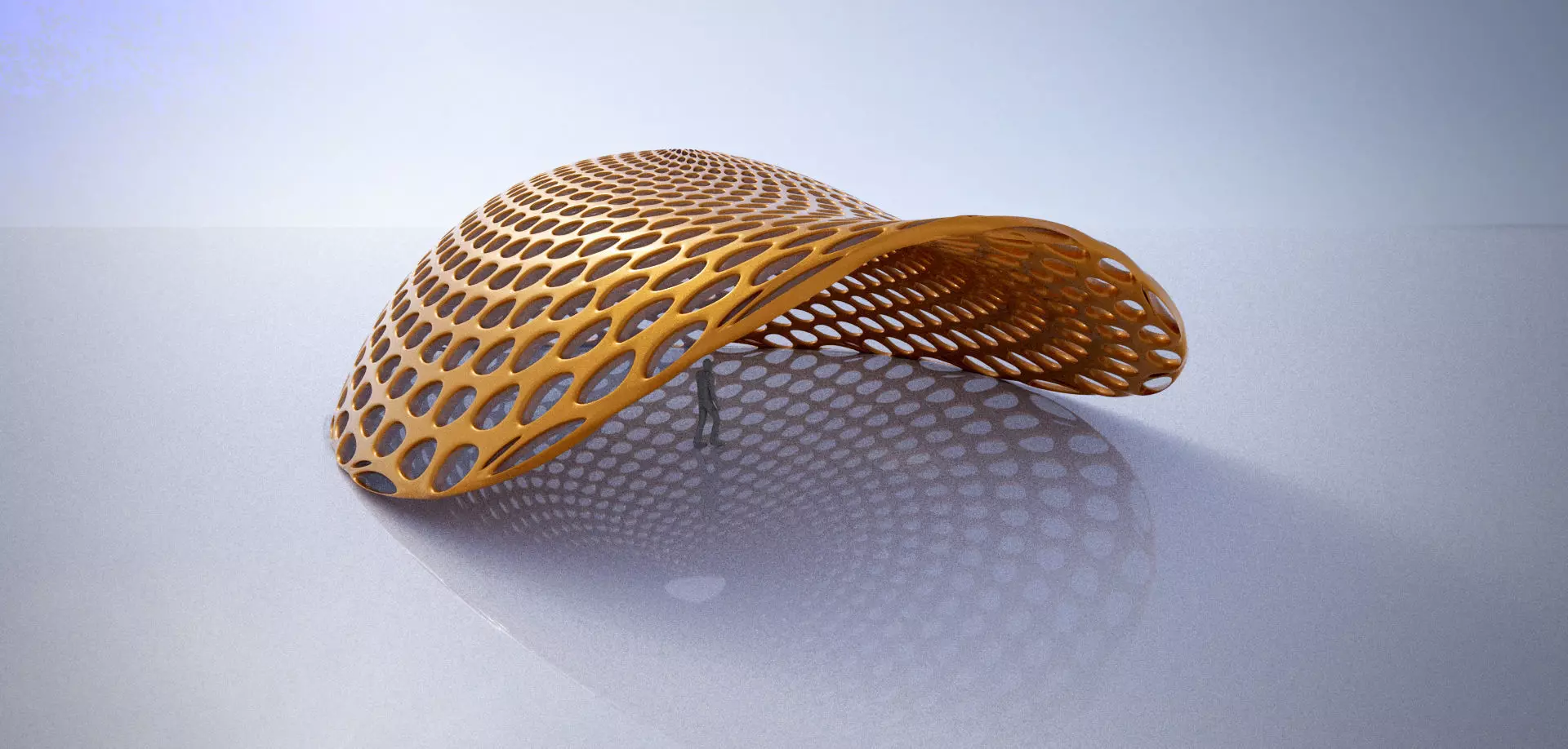 Open canopy structure with round perforations modern 3D model_0