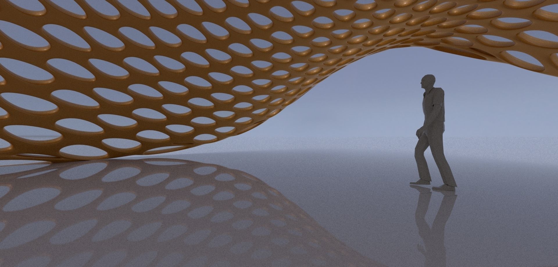 Open canopy structure with round perforations modern 3D model_11