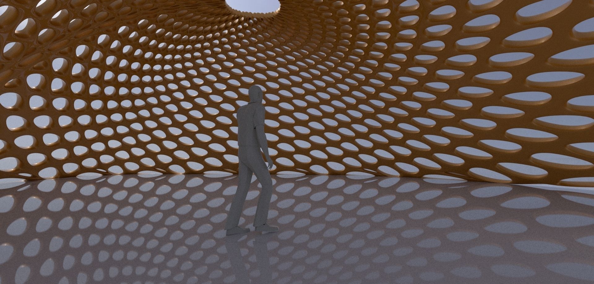 Open canopy structure with round perforations modern 3D model_9