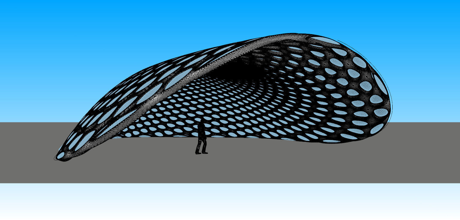Open canopy structure with round perforations modern 3D model_22