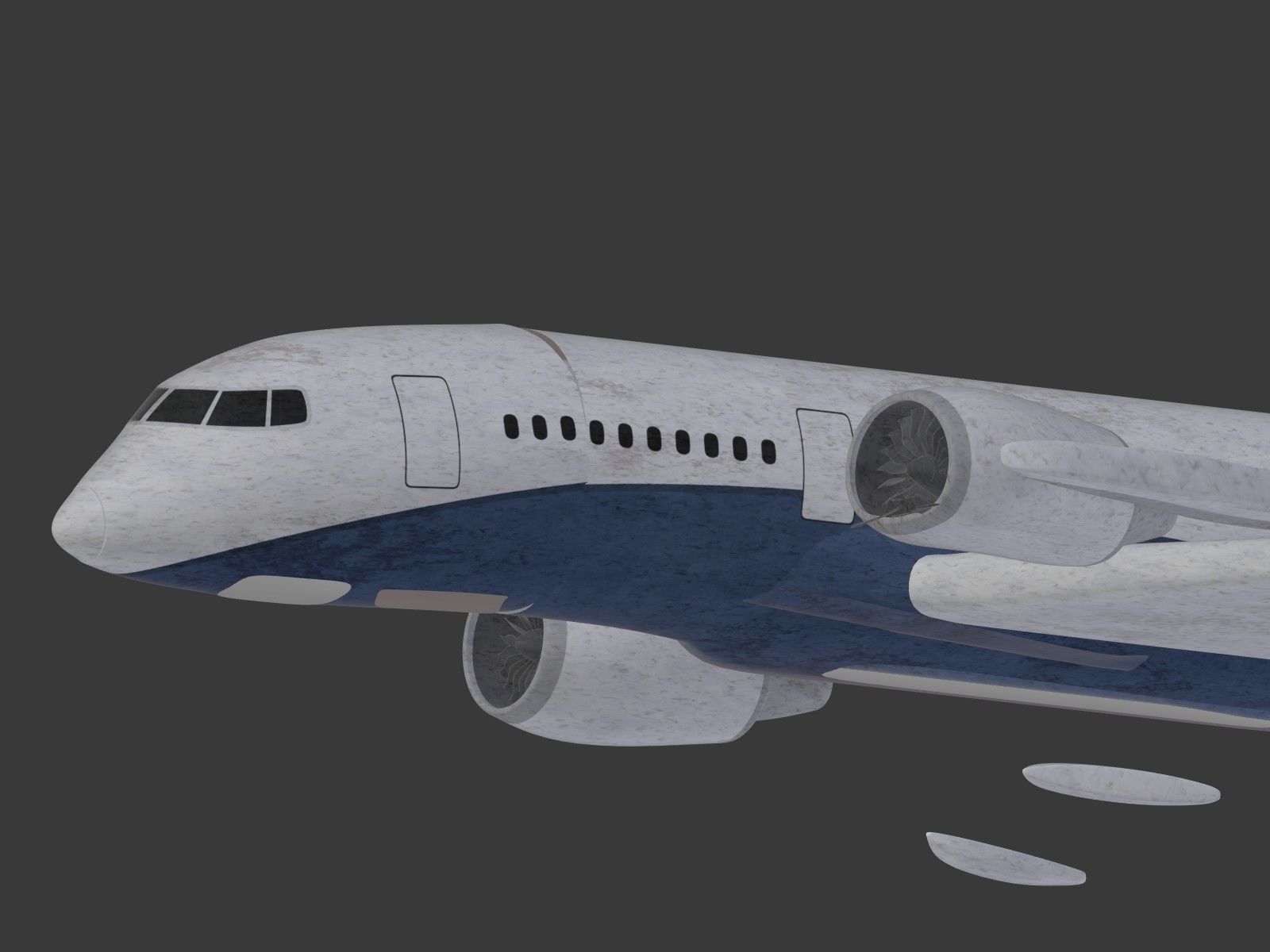  Generic Wrecked Airliner - Plane - Airplane -- LowPoly Low-poly 3D model_21