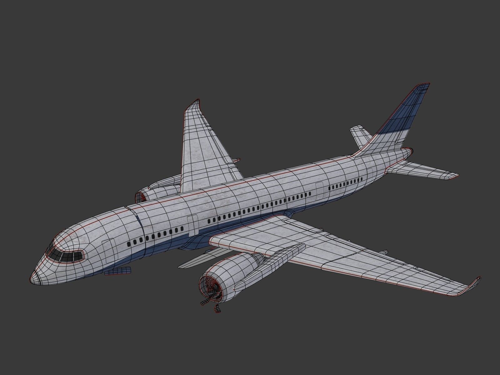  Generic Wrecked Airliner - Plane - Airplane -- LowPoly Low-poly 3D model_2