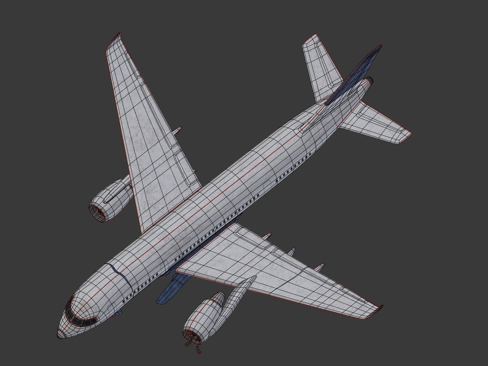  Generic Wrecked Airliner - Plane - Airplane -- LowPoly Low-poly 3D model_4