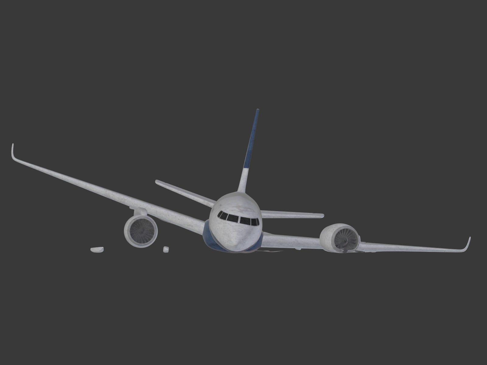  Generic Wrecked Airliner - Plane - Airplane -- LowPoly Low-poly 3D model_11