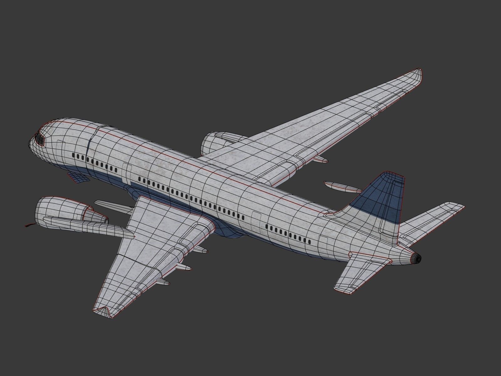  Generic Wrecked Airliner - Plane - Airplane -- LowPoly Low-poly 3D model_16