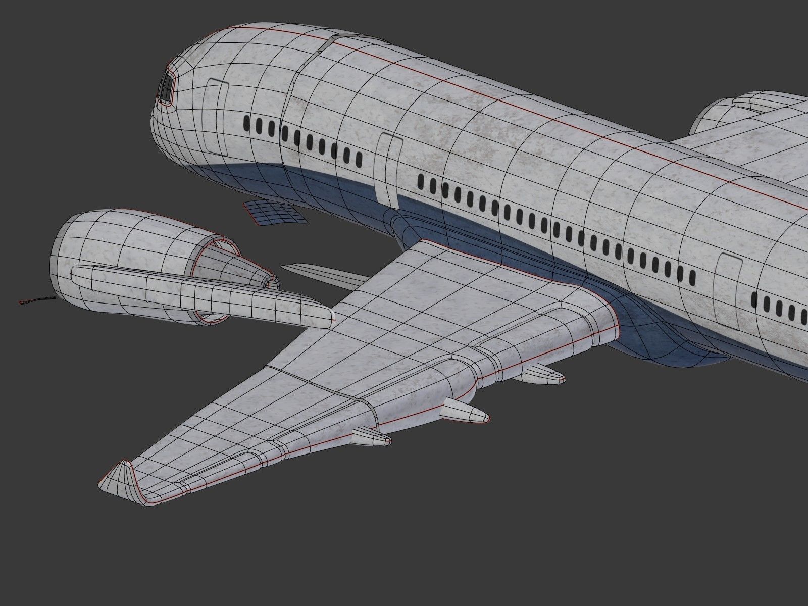  Generic Wrecked Airliner - Plane - Airplane -- LowPoly Low-poly 3D model_28
