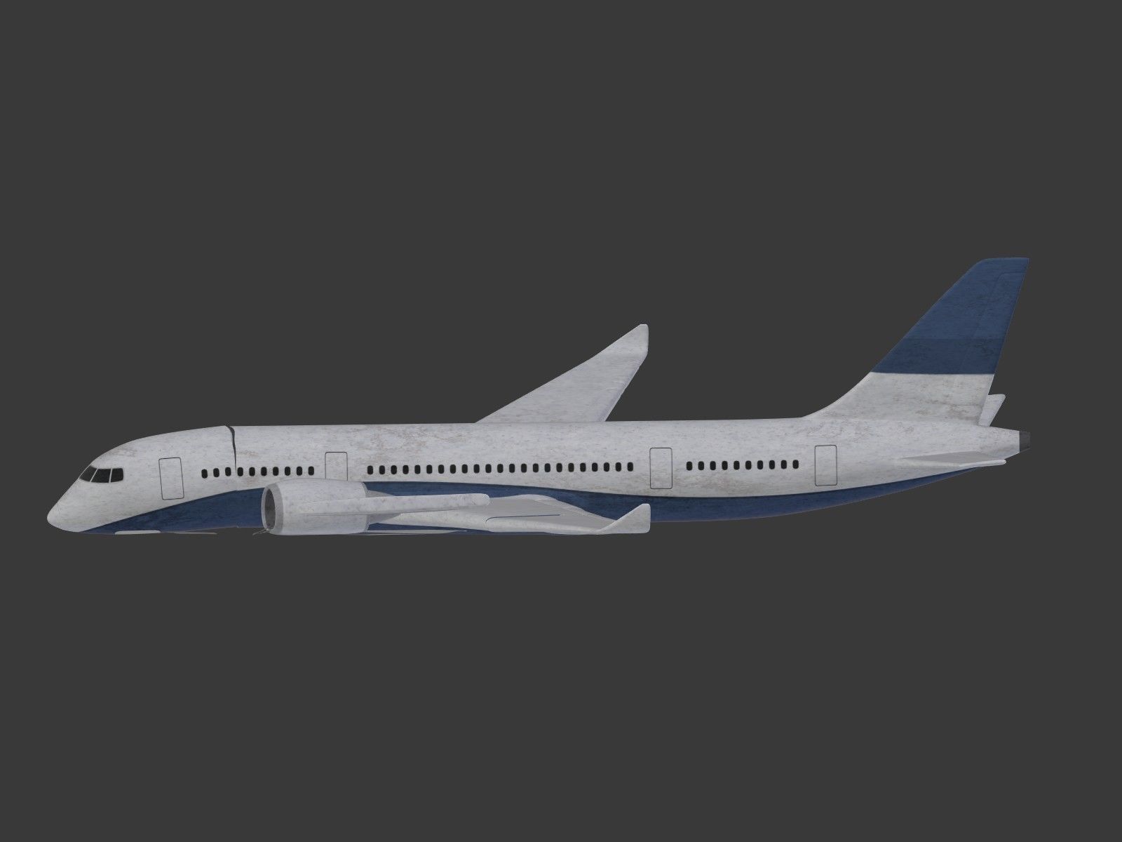  Generic Wrecked Airliner - Plane - Airplane -- LowPoly Low-poly 3D model_5