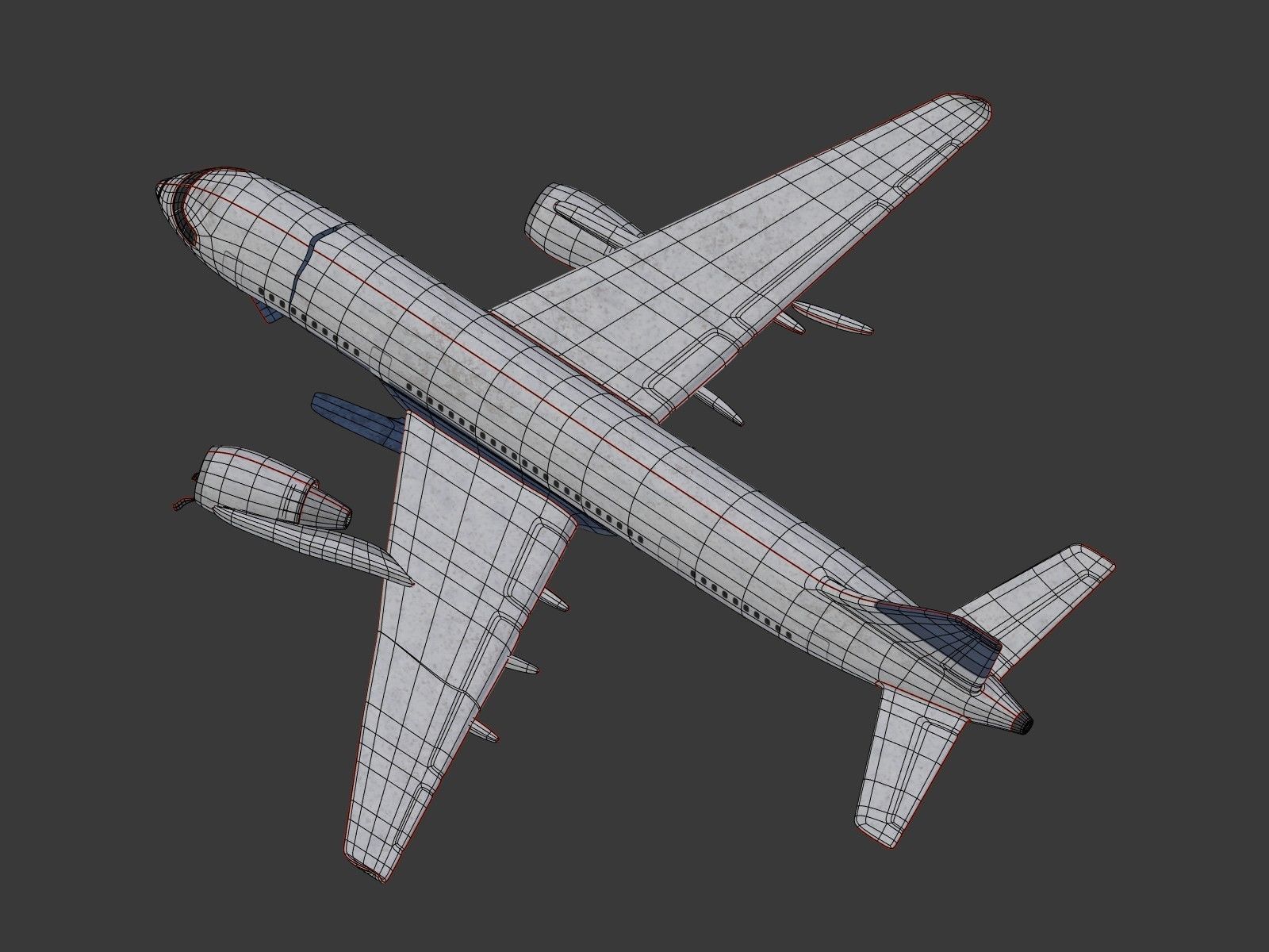  Generic Wrecked Airliner - Plane - Airplane -- LowPoly Low-poly 3D model_10