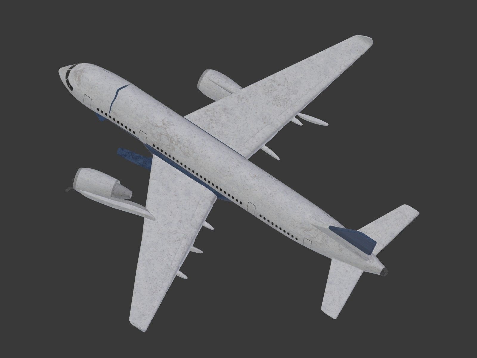  Generic Wrecked Airliner - Plane - Airplane -- LowPoly Low-poly 3D model_9