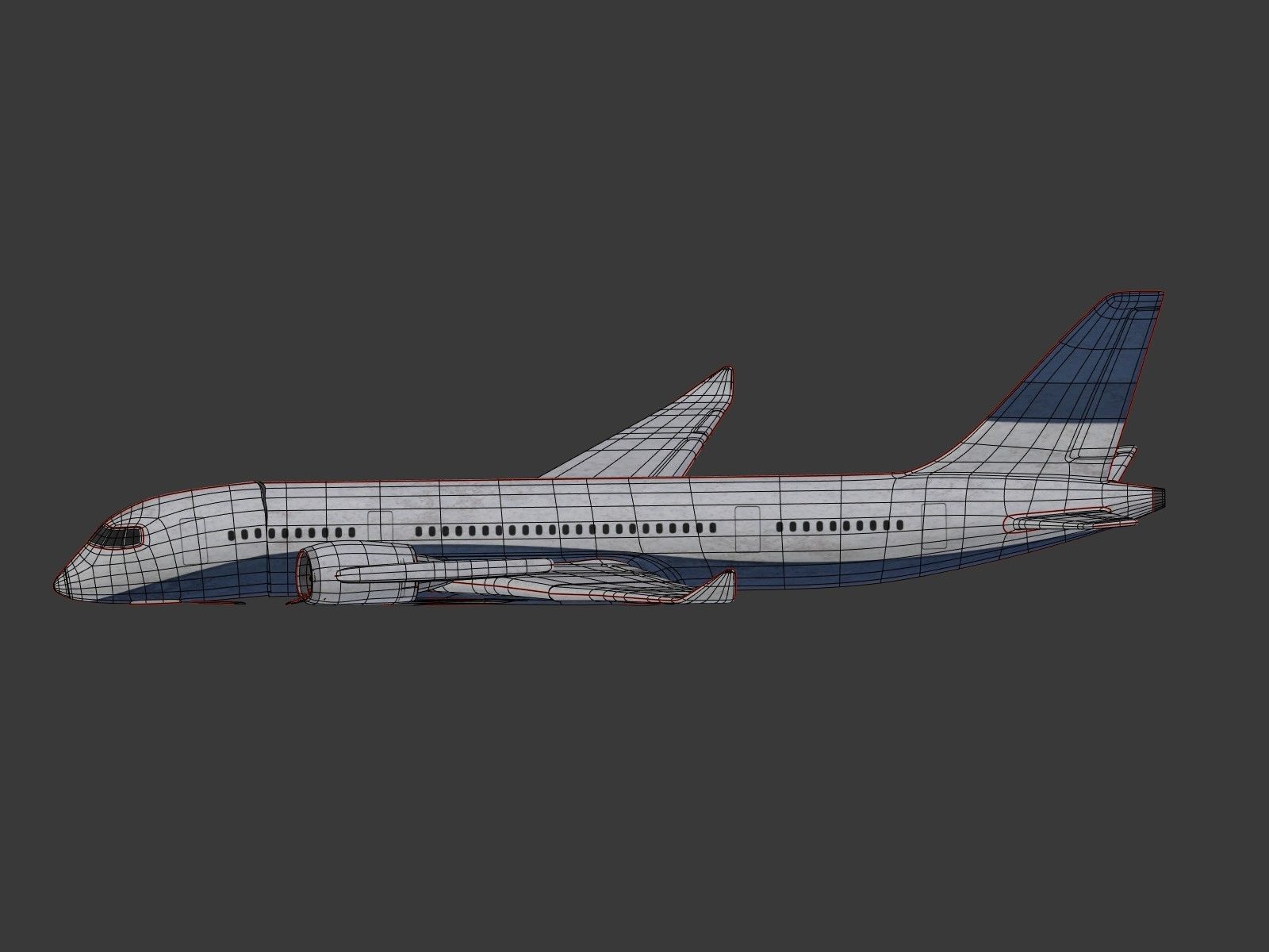  Generic Wrecked Airliner - Plane - Airplane -- LowPoly Low-poly 3D model_6