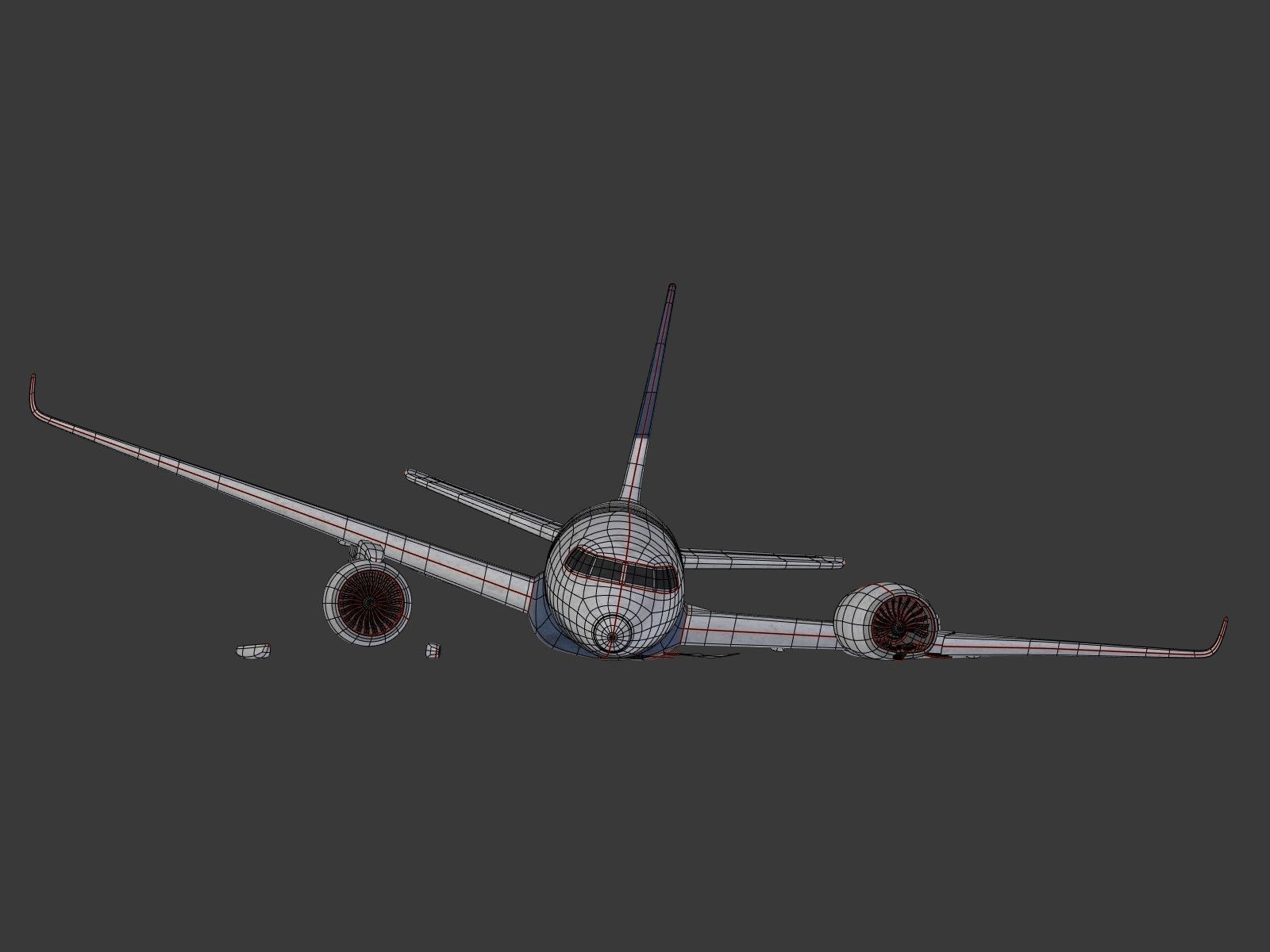  Generic Wrecked Airliner - Plane - Airplane -- LowPoly Low-poly 3D model_12