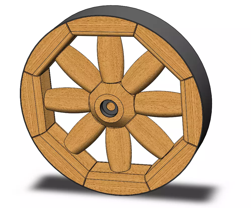 CartWheel wooden wheel 3D print model_0