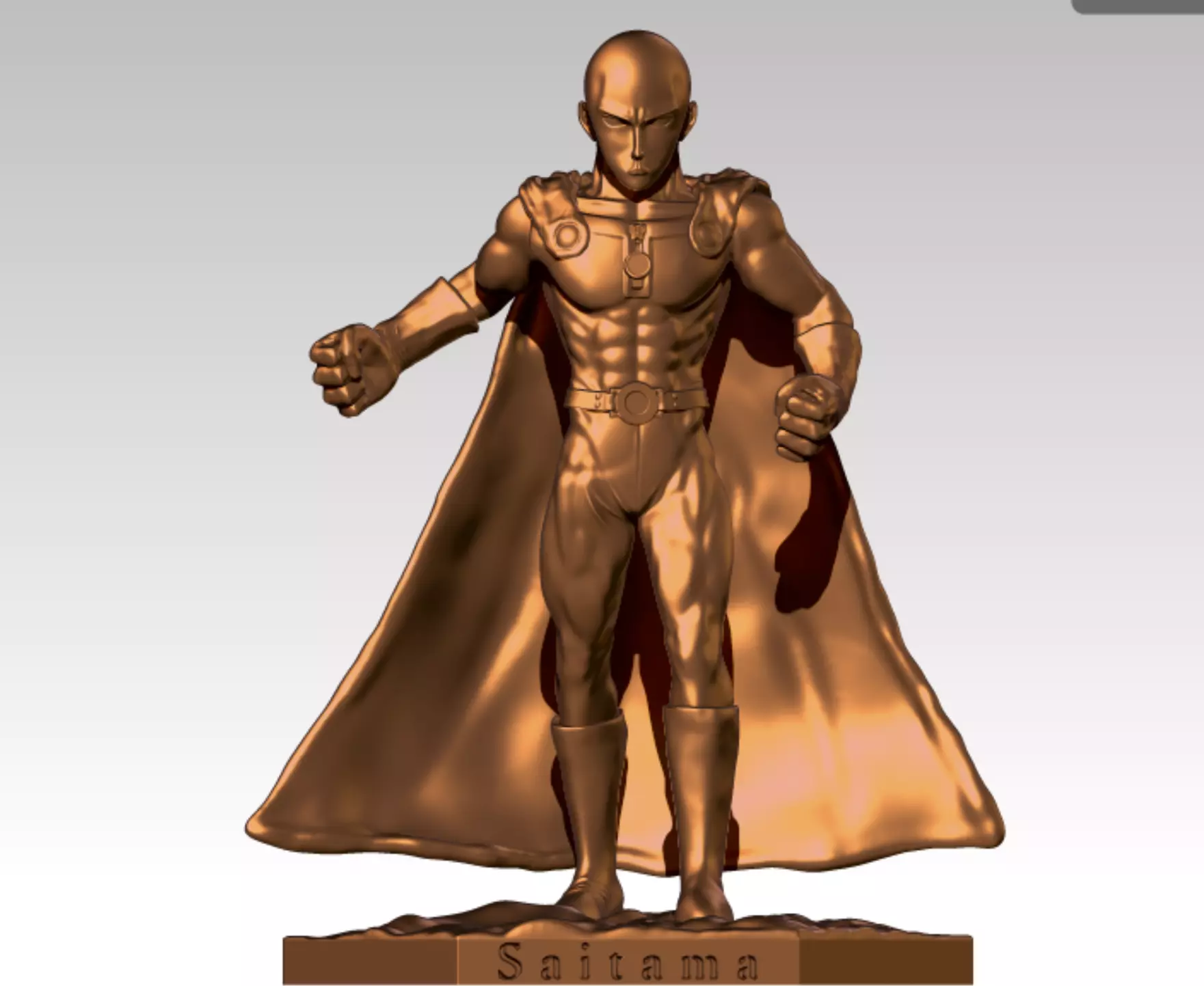 Saitama statue of man with cape 3D print model_0