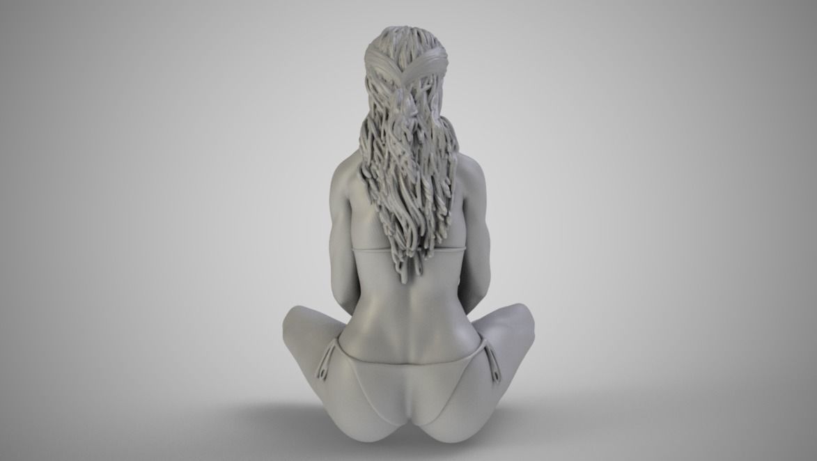 Woman Sitting with Legs Crossed 3D print model_4