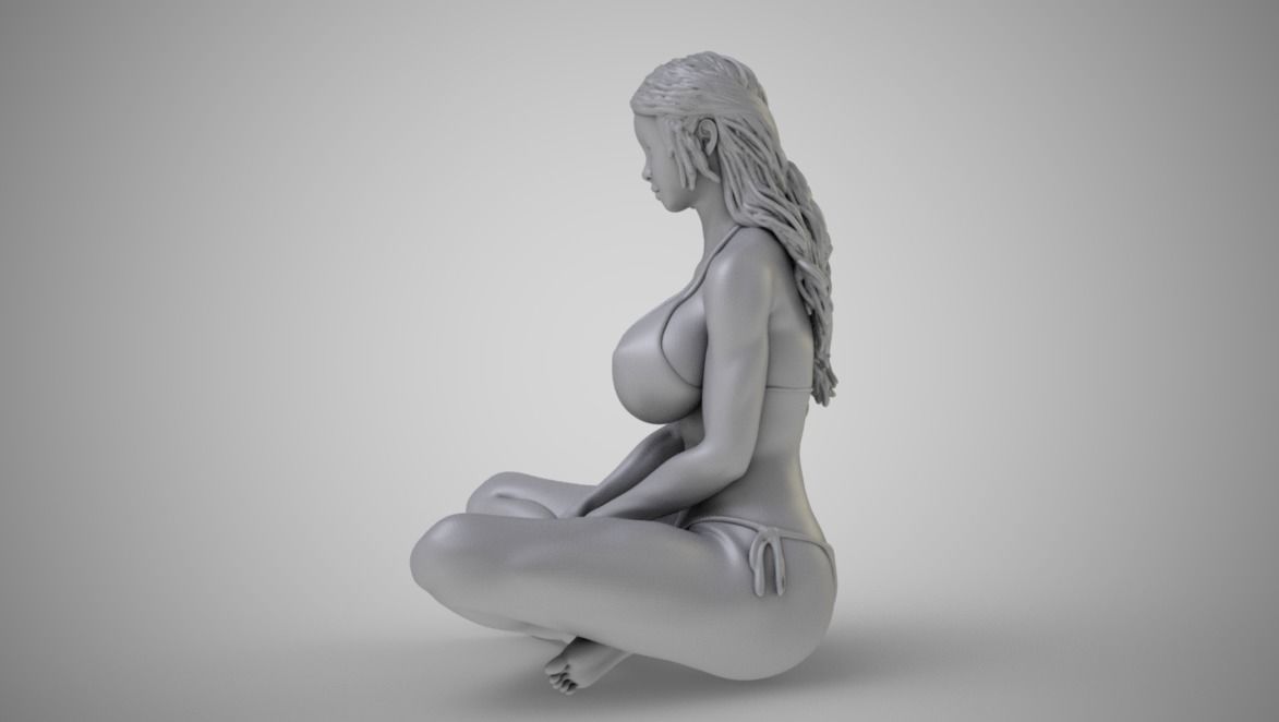 Woman Sitting with Legs Crossed 3D print model_6