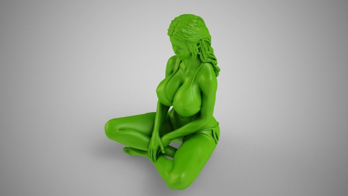 Woman Sitting with Legs Crossed 3D print model_9