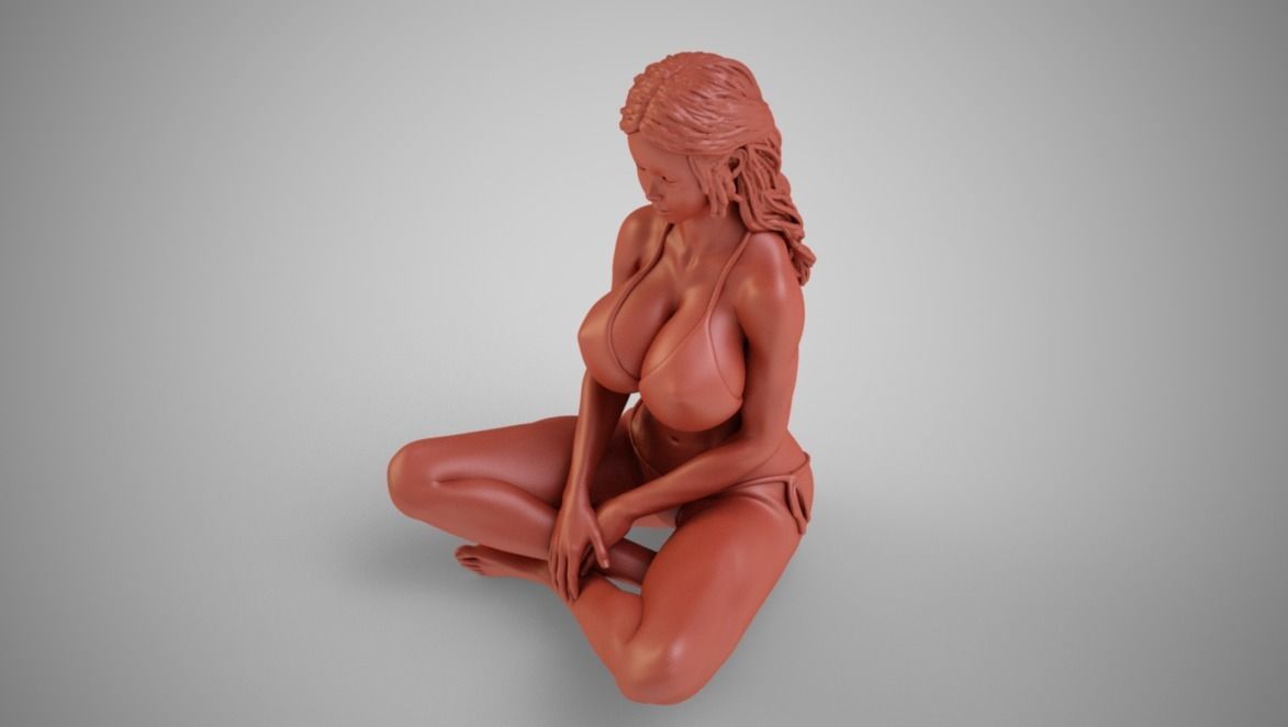 Woman Sitting with Legs Crossed 3D print model_10