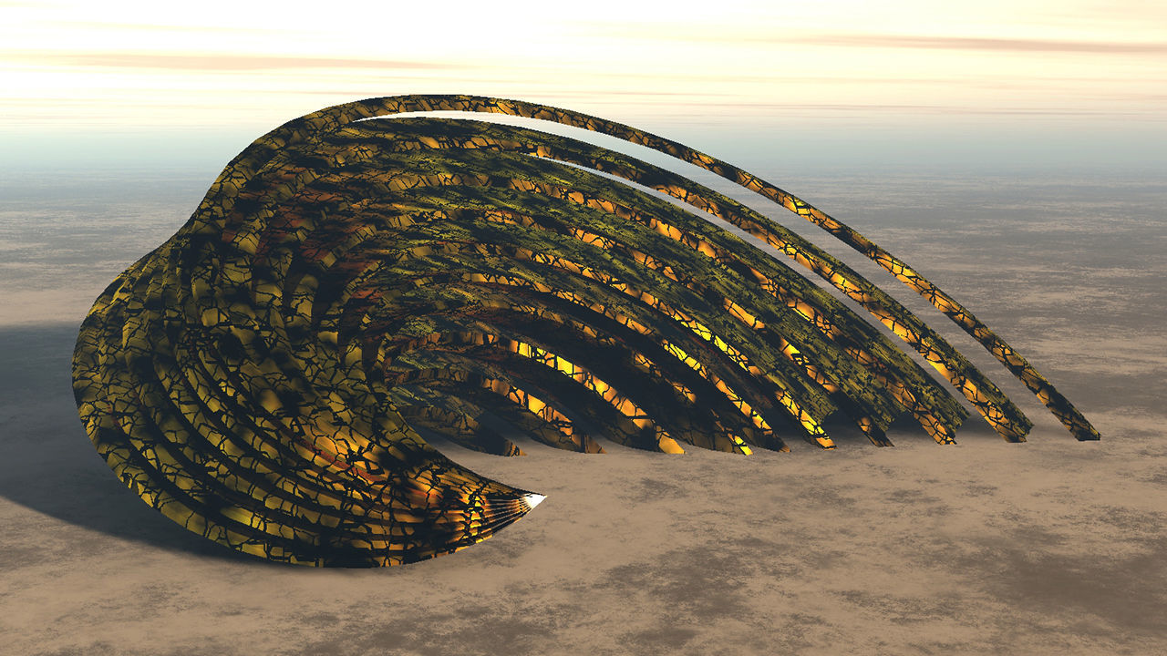 Spiral dome building on alien planet 3D model_1