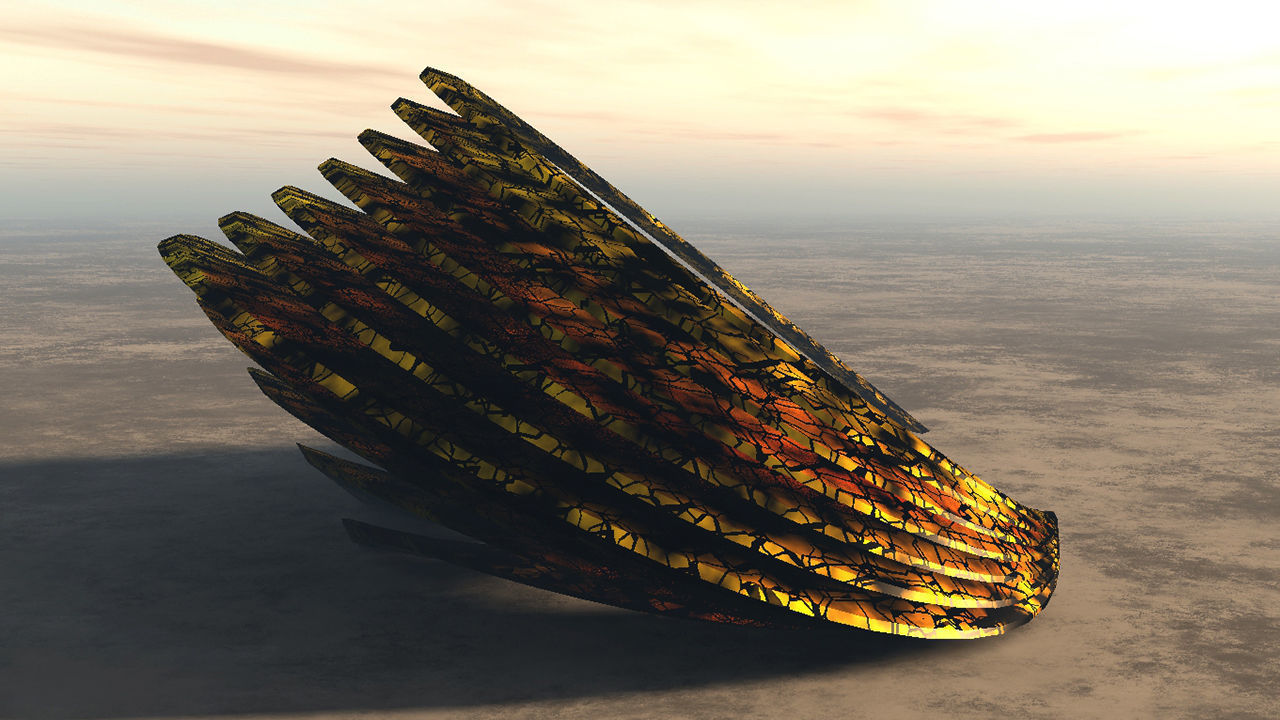 Spiral dome building on alien planet 3D model_4