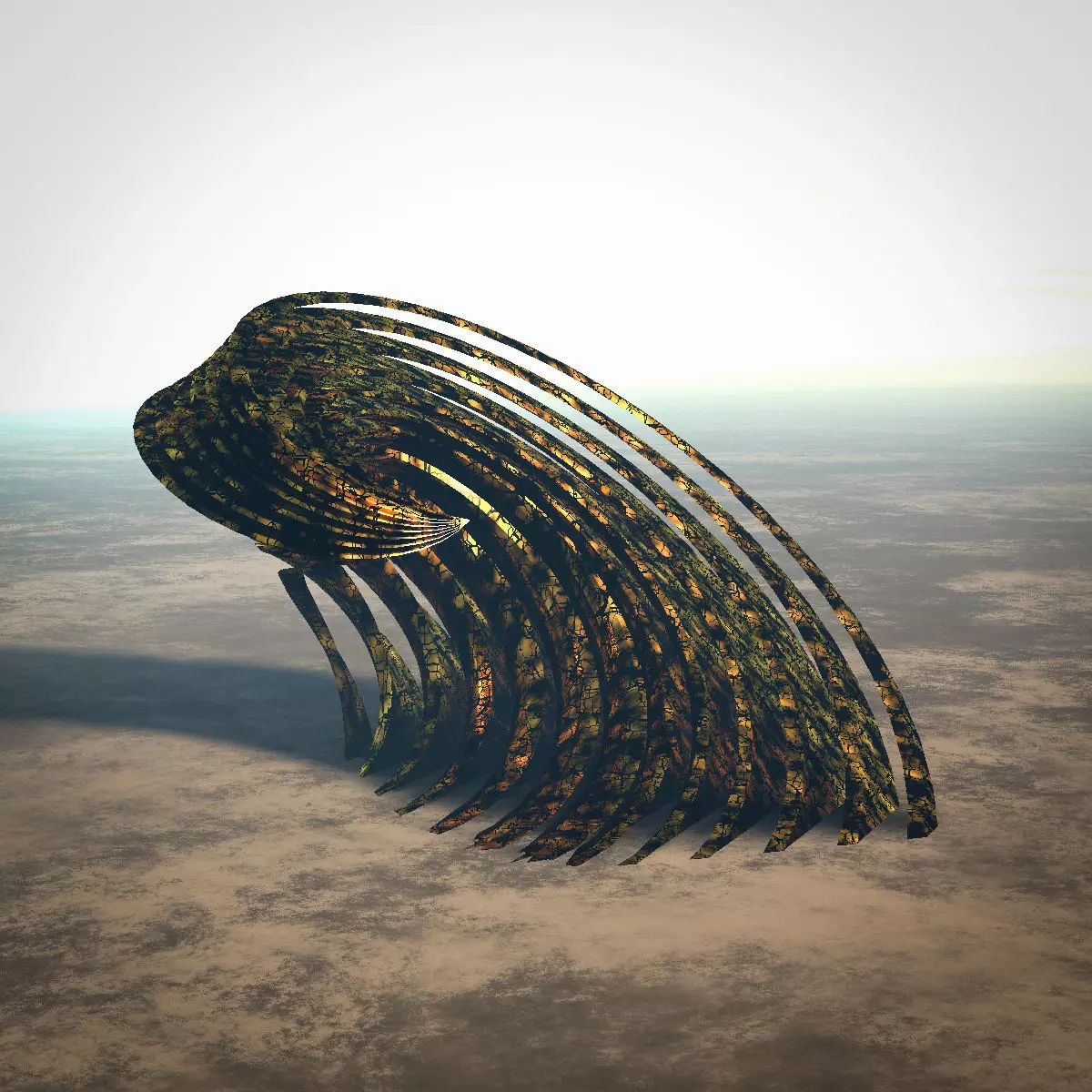 Spiral dome building on alien planet 3D model_0