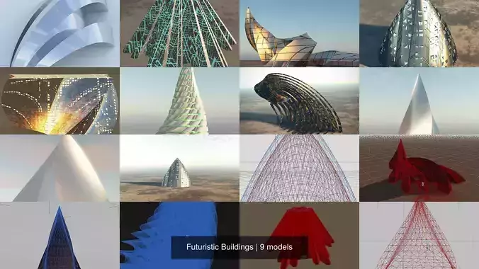Futuristic Buildings 3D Model Collection