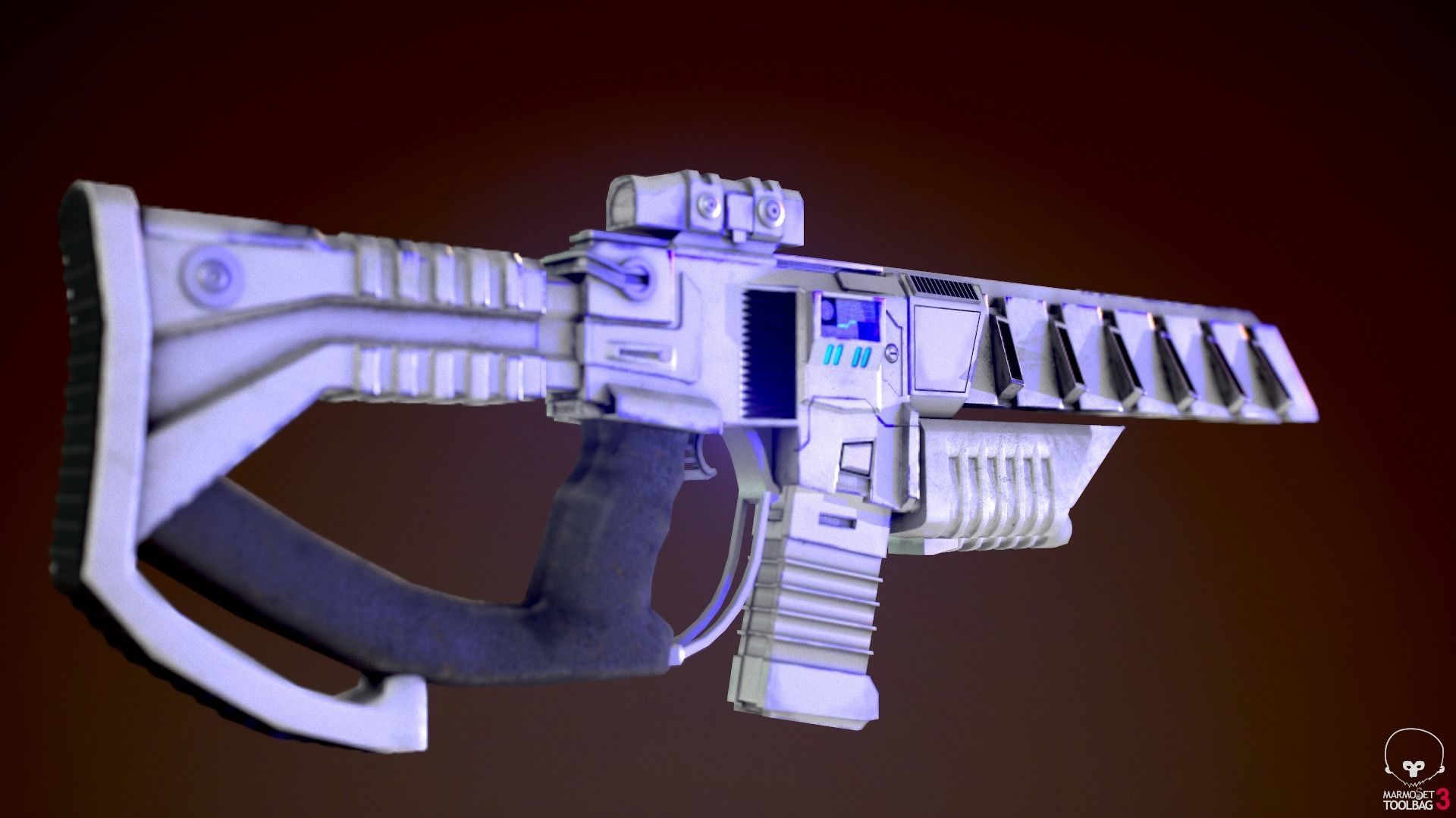 Sci-fi PBR Game Ready Weapon Low-poly 3D model_4