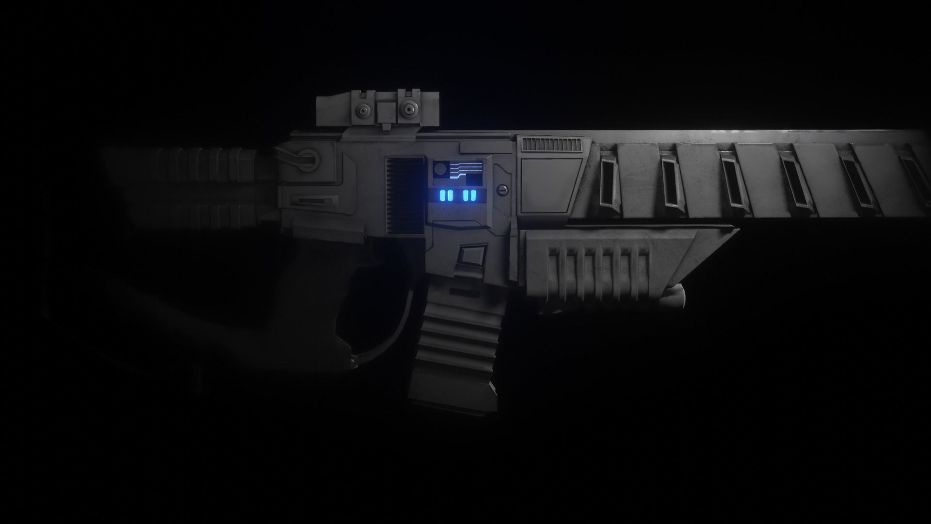 Sci-fi PBR Game Ready Weapon Low-poly 3D model_8